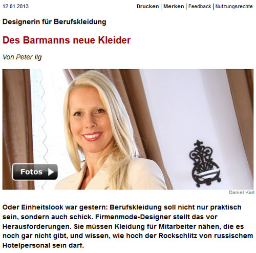 Öder Einheitslook war gestern: Berufskleidung soll nicht nur praktisch sein, sondern auch schick. Firmenmode-Designer stellt das vor Herausforderungen. Sie müssen Kleidung für Mitarbeiter nähen, die es noch gar nicht gibt, und wissen, wie hoch der Rockschlitz von russischem Hotelpersonal sein darf.